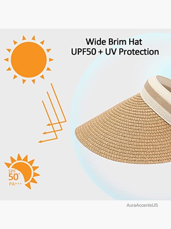 Wide Brim Straw Sun Visor for Women - Beach Camping Hiking main image 7